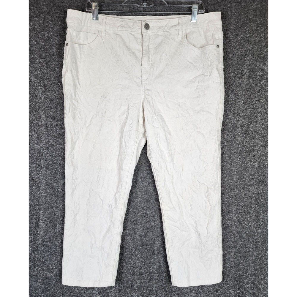 Simply Vera Vera Wang Pants Womens 16 Crinkle Texture Cream Cropped EUC